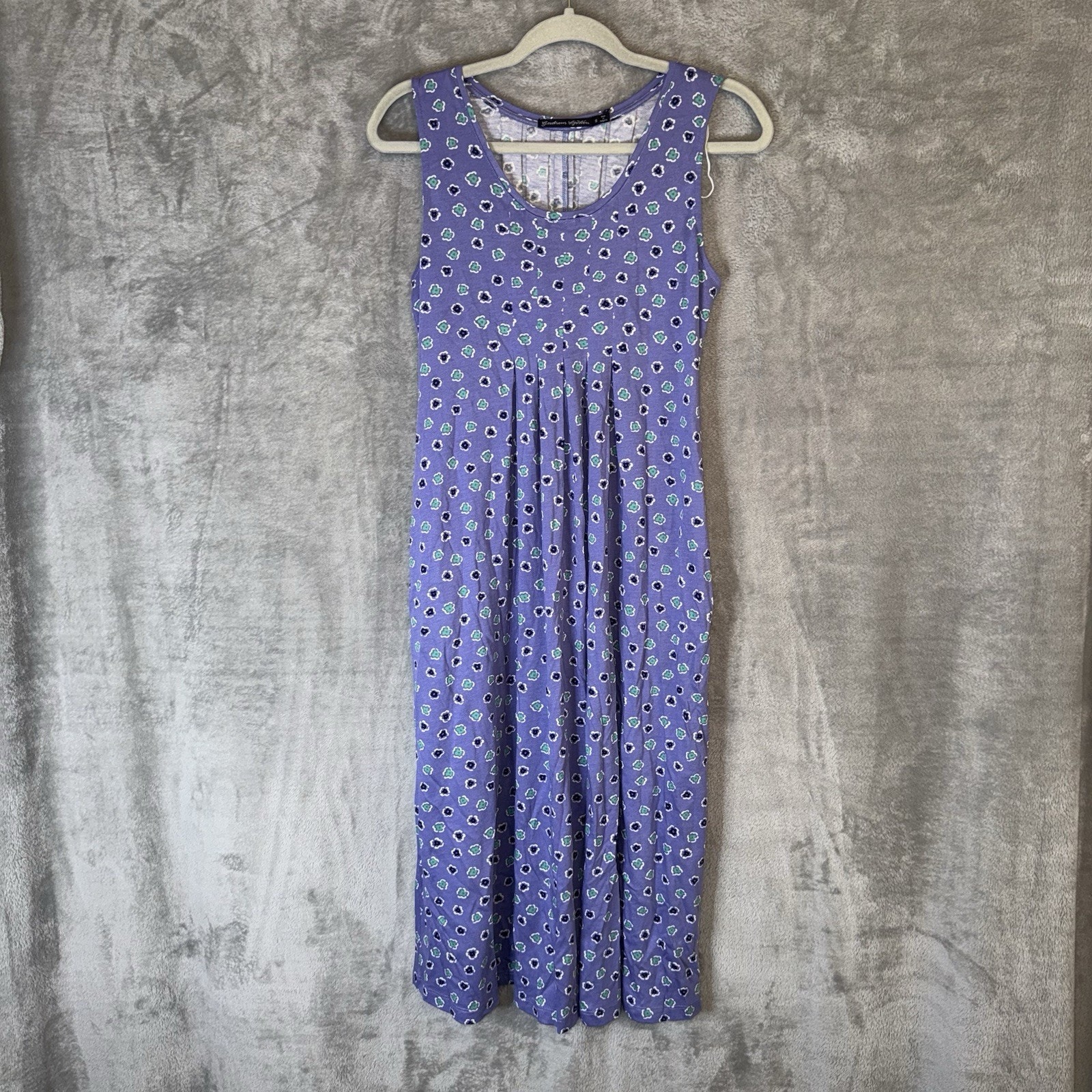 Gundrun Sjoden Organi Cotton Tank Midi Dress Size Small Pleated Stretch Cottage